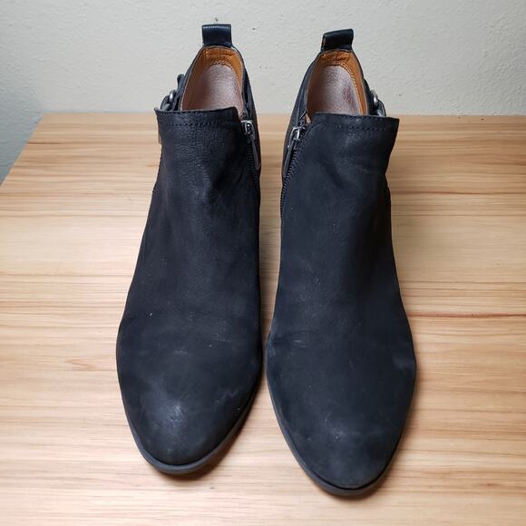 Franco Sarto Women's 10 Garfield Black Suede Western Booties Buckle Ankle Witchy - Picture 3 of 8